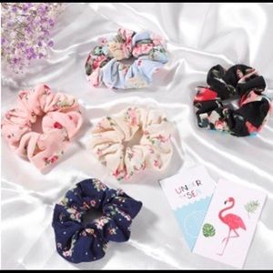 5 Piece Summer Floral Scrunchie Set